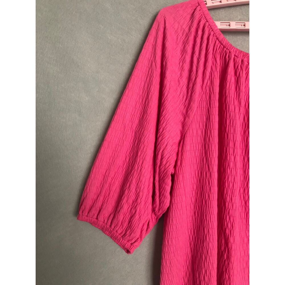 Tommy Hilfiger Textured Top 3/4 Puff Sleeve Pink Women's 3XL NEW - Picture 3 of 7